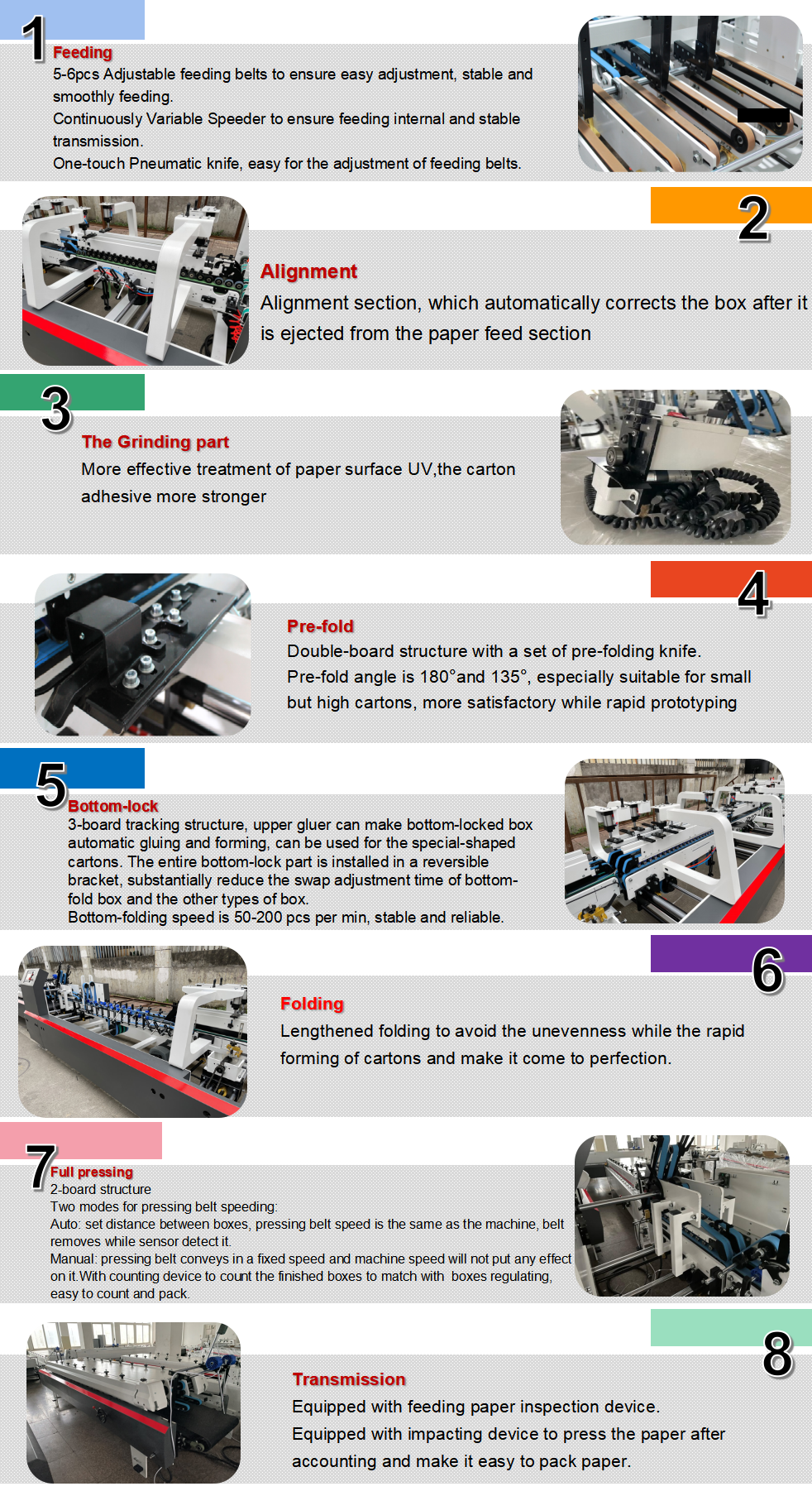 Automatic Pre-fold & Lock Bottom Folder Gluer machine Automatic Pre-fold & Lock Bottom Folder Gluer machine