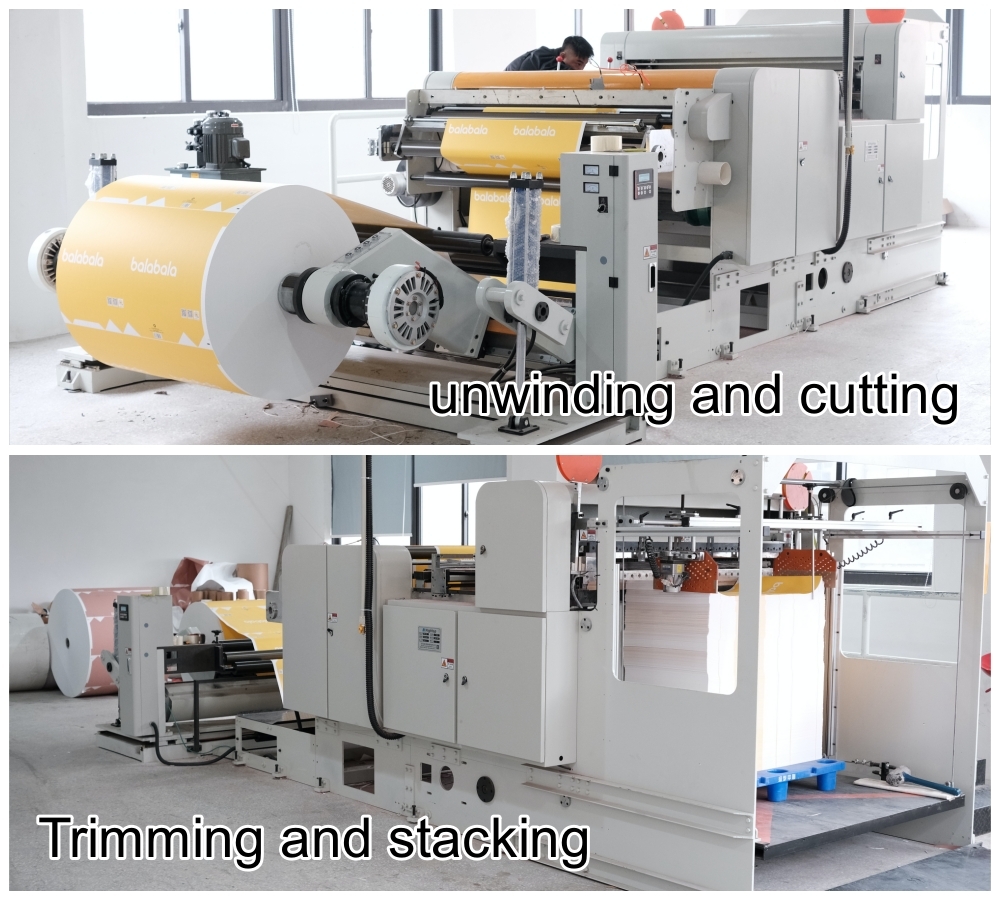 Automatic Paper Sheeting Machine With auto stacker and trimmer